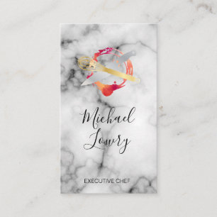 Executive Chef Marble Contemporary Watercolor Business Card