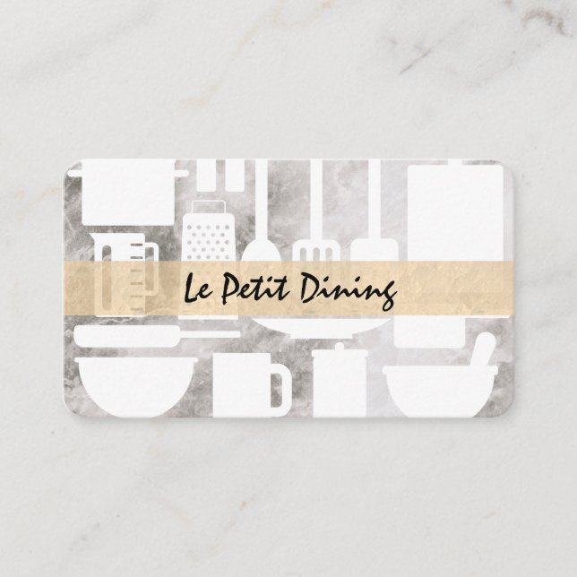 Executive Chef Marble Utensils Business Card (Front)