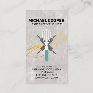 Executive Chef Rolling Pins and Whisk Business Card