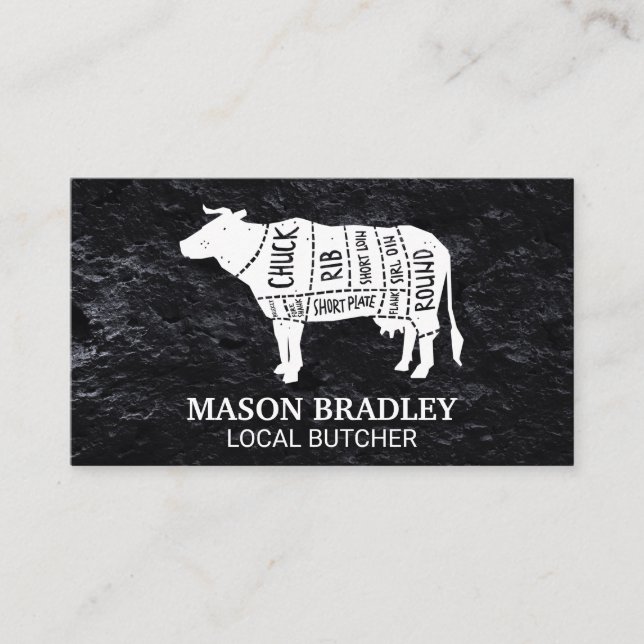 Executive Chef | Slate | Beef Diagram Business Card (Front)
