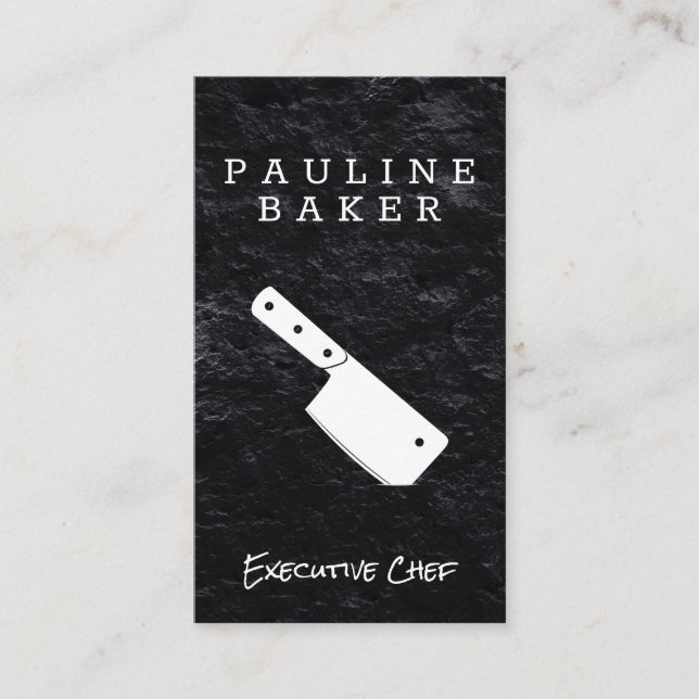 Executive Chef | Slate | Cleaver Knife Business Card (Front)