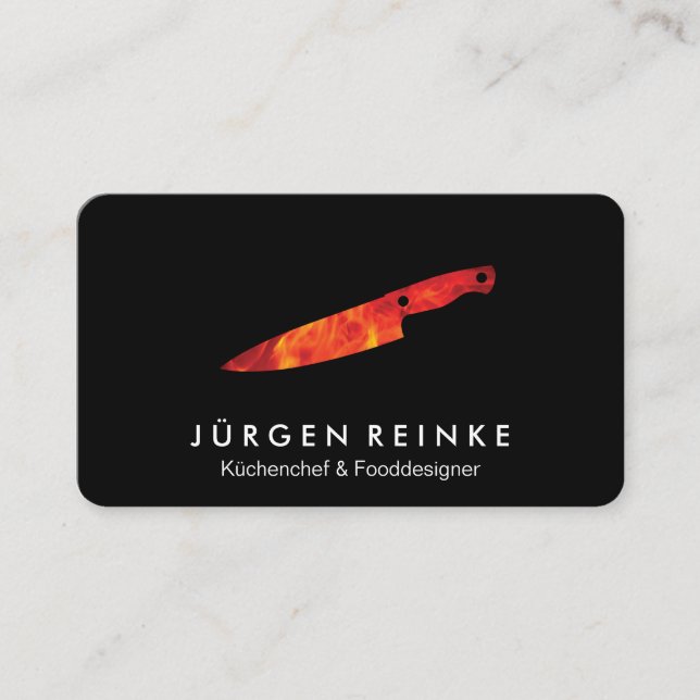 Executive Chef Slate Fire Knife Business Card (Front)