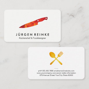 Executive Chef Slate Fire Knife Business Card
