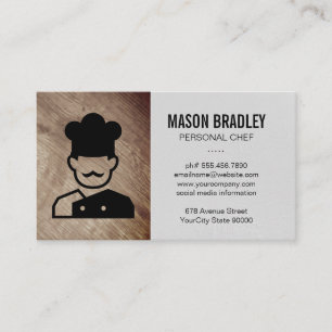 Executive Chef Wood Background Business Card
