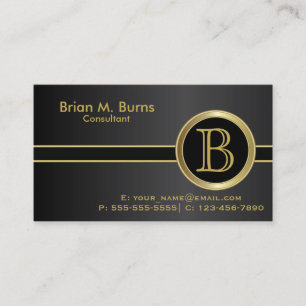 Executive Classic Black Monogram Business Card