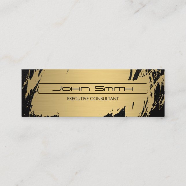 Executive Gold Brushed Lush Black Mini Business Card (Front)