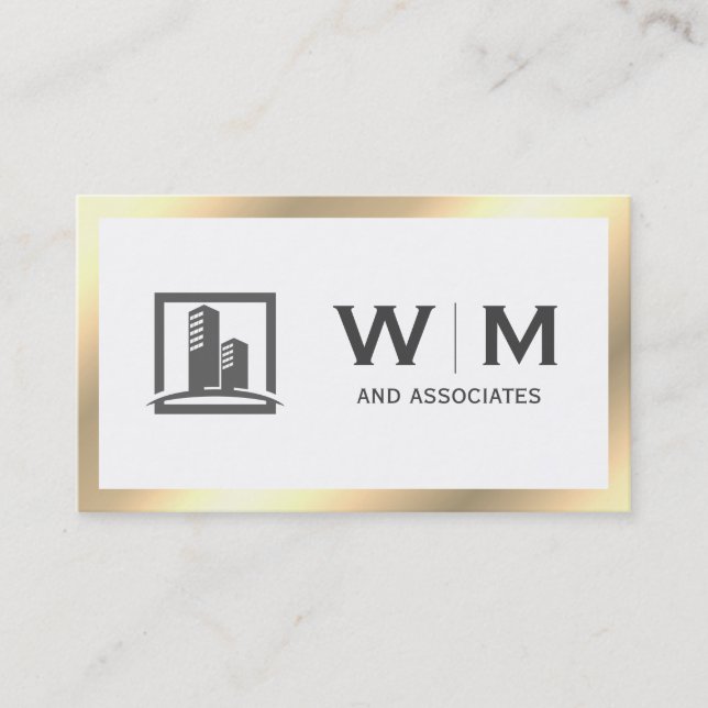 Executive Gold Classic Monogram | Corporate Business Card (Front)