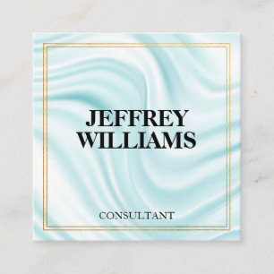 Executive   Gold Double Border   Silky Drapery Square Business Card