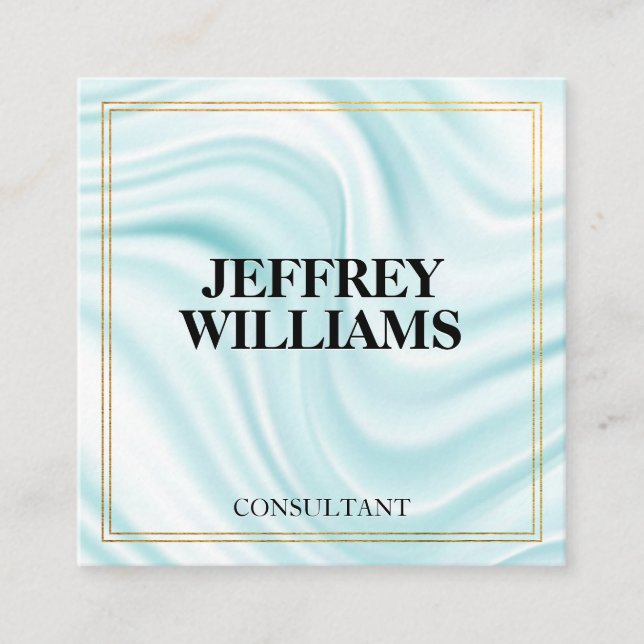 Executive | Gold Double Border | Silky Drapery Square Business Card (Front)