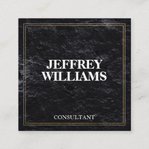 Executive   Gold Double Border   Slate Black Square Business Card