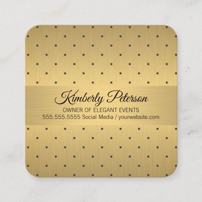 Executive Gold Metallic / Diamond Dot Patterns II Square Business Card (Front)