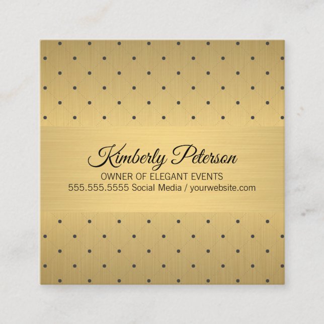 Executive Gold Metallic / Diamond Dot Patterns II Square Business Card (Front)