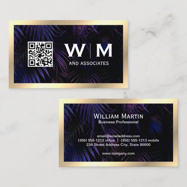 Executive Gold Monogram | QR CODE Business Card (Front/Back)
