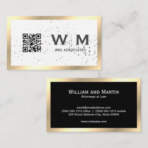 Executive Gold Monogram   QR CODE Business Card