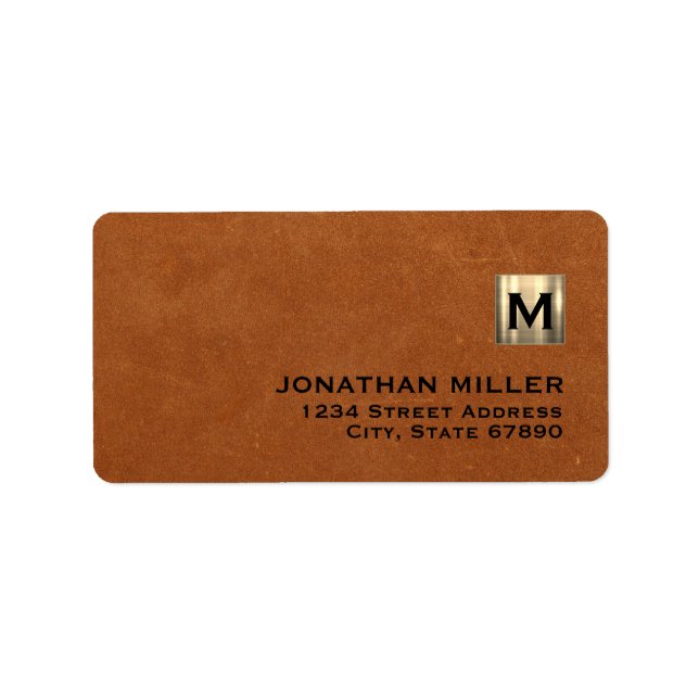 Executive Gold Monogram Sable Leather Label (Front)