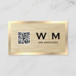 Executive Gold Wood Grain QR Code Business Card