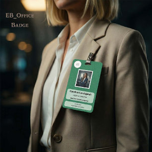 Executive Green Leather Texture Custom Logo Photo ID Badge