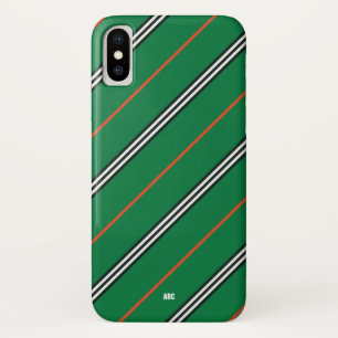 Executive iPhone X Case Green Striped Monogrammed