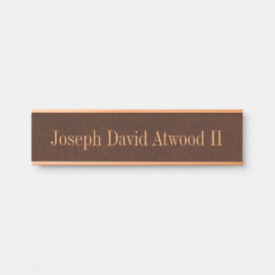 Executive Leather Effect Desk hanging Wall Namepla Door Sign