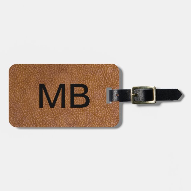 Executive Leather Look Luggage Tag (Front Horizontal)