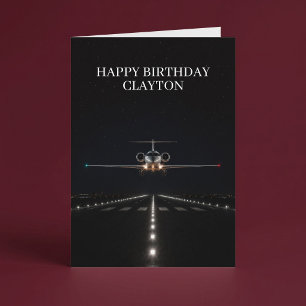 Executive Luxury Jet Arrival After Hours Birthday Card