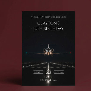 Executive Luxury Jet Arrival Birthday Party Invitation