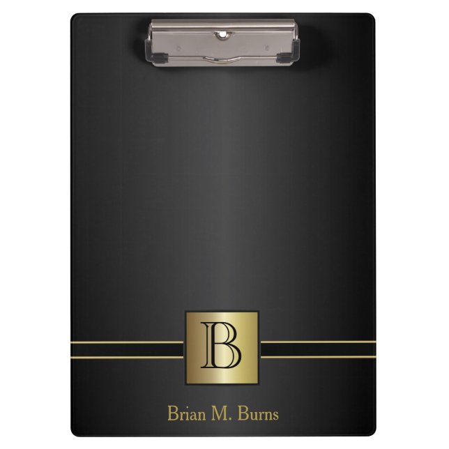 Executive Monogram Black Design Clipboard (Front)