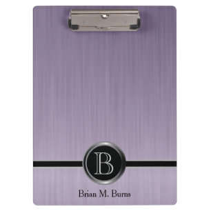 Executive Monogram Design - Amethyst Brush Steel Clipboard
