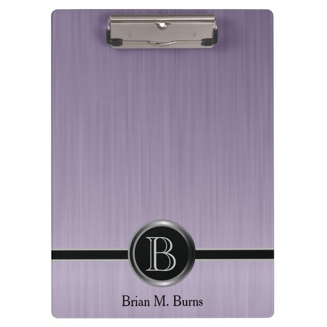 Executive Monogram Design - Amethyst Brush Steel Clipboard (Front)