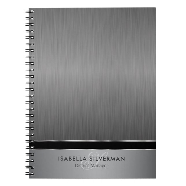 Executive Monogram Design - Brush Steel Notebook (Front)