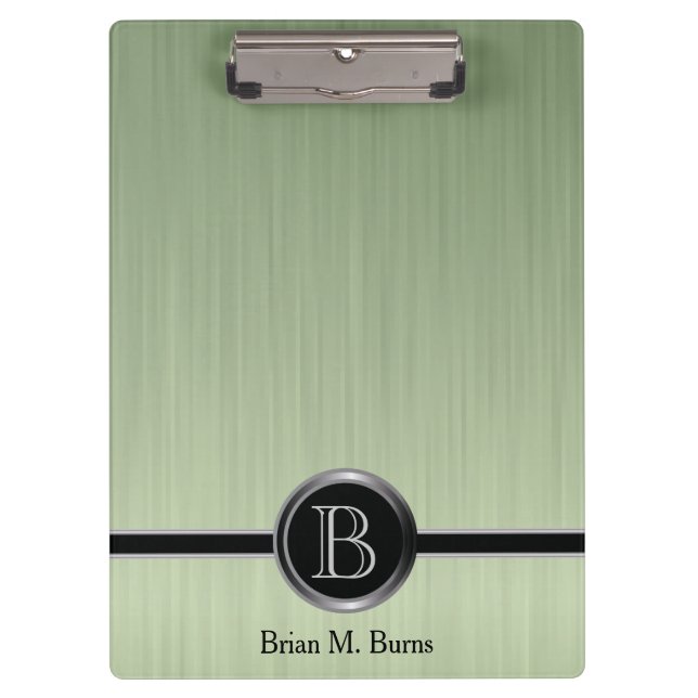Executive Monogram Design - Peridot Brush Steel Clipboard (Front)