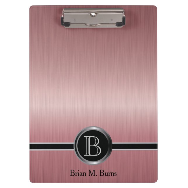 Executive Monogram Design - Ruby Brush Steel Clipboard (Front)