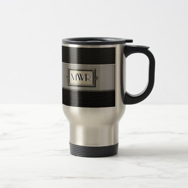 Executive Monogram Letters Stainless Steel Coffee Travel Mug (Right)