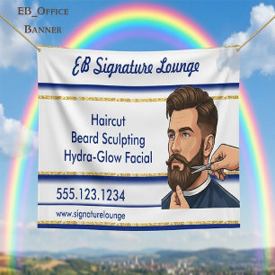 Executive Navy Blue & Gold Stripes Hairdresser Banner