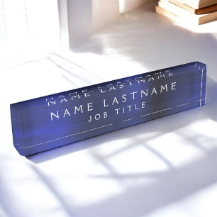 Executive Navy Blue Professional Business Office Nameplate