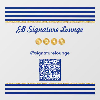 Executive Navy Blue Stripes & Gold QR Code