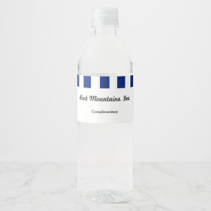 Executive Navy Blue Stripes & QR Code Office Water Bottle Label