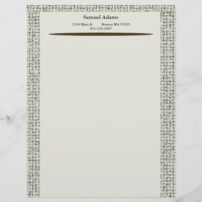 Executive Nubby Personalised Masculine Letterhead Template (Front)
