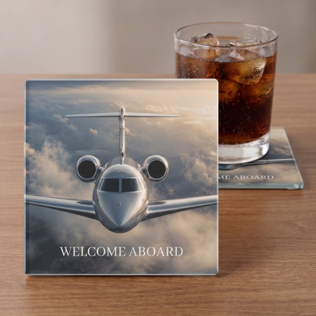 Executive Private Jet Plane Glass Coaster (Creator Uploaded)