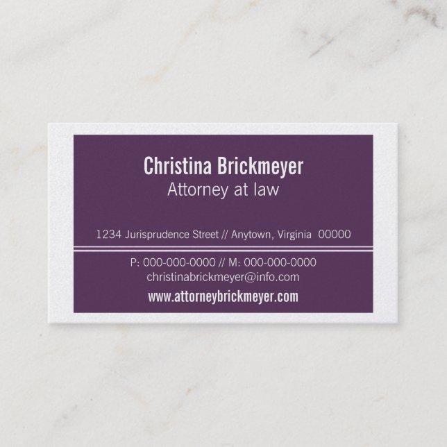 Executive Professional Business Card, Eggplant Card (Front)