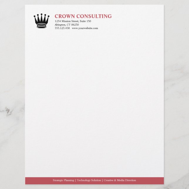 Executive red stripe custom logo professional letterhead (Front)