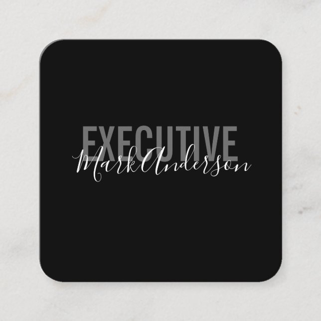 Executive | Signature Series (Black) Square Business Card (Front)