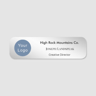 Executive Silver Metallic & Custom Logo Name Tag