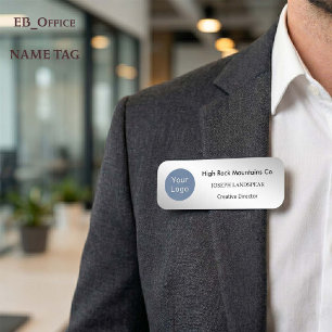 Executive Silver Metallic & Custom Logo Name Tag