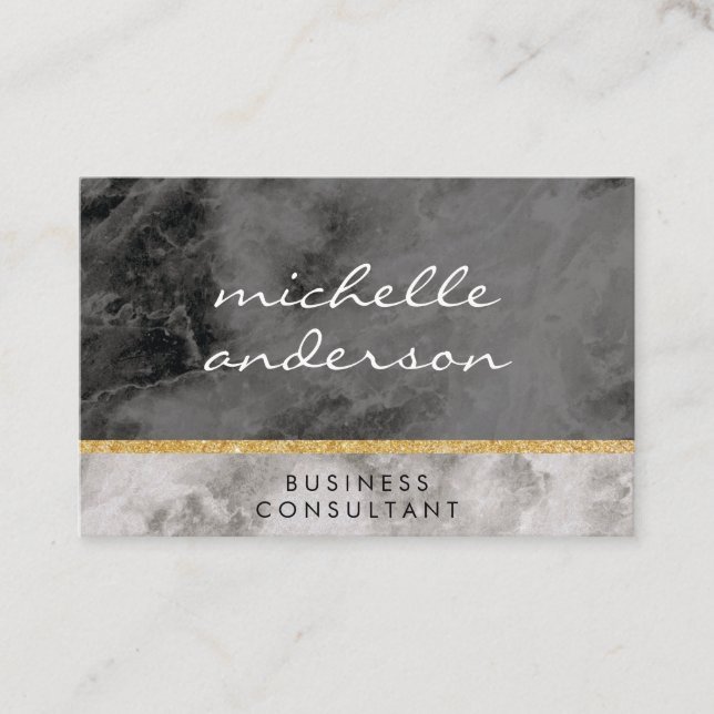 Executive Sleek Marble Texture Business Card (Front)