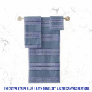 Executive Striped Blue II  Bath Towel Set