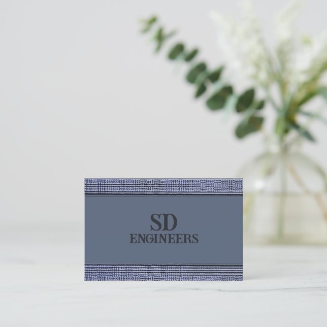 Executive Striped Blue II Business Card (Standing Front)