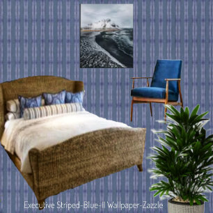 Executive Striped-Blue-II  Wallpaper