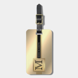 Executive Style Black & Gold Metal monogram Luggage Tag