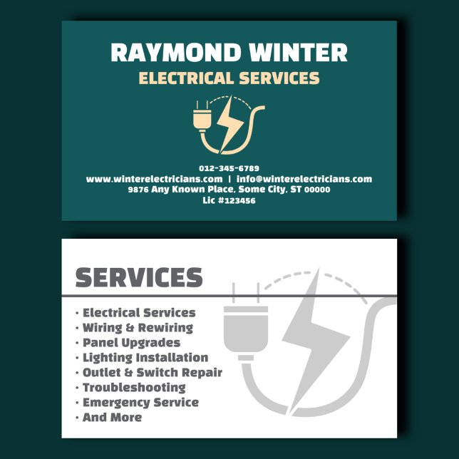 Executive Teal Electrician Business Card (Creator Uploaded)